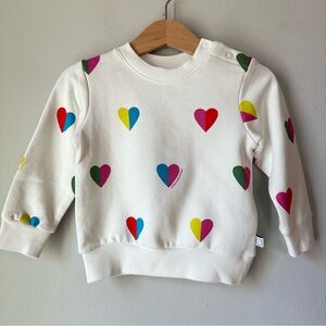 Stella McCartney Kids White Heart Print Terry Pullover Sweatshirt Size 12M NWT